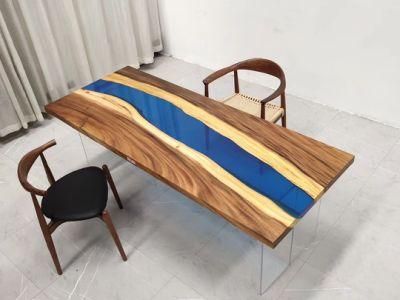 Resin &amp; South American Walnut Wood River Style Table Top