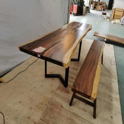 Reclaimed Wood Slab Reclaimed Live Edge Slab Office Table Set