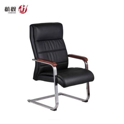 Bow Foot Meeting Guest Chair Leather Office Chair with Armrest Visitor Chair