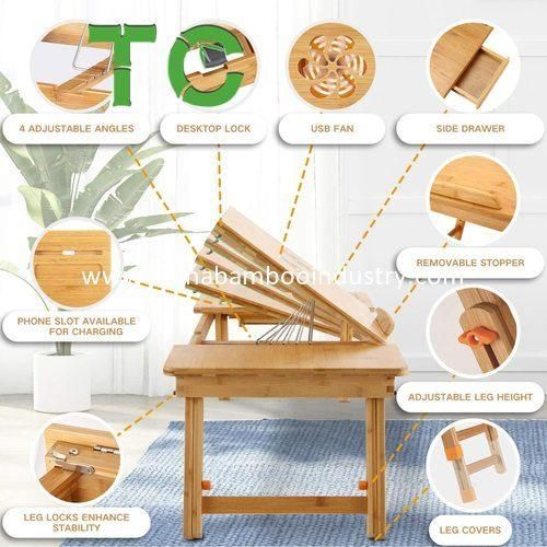 Bamboo Foldable Laptop Desk Suitable for Office and Home Use