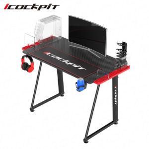 Modern E-Sport Gaming Table Fashion Gaming Desk with Carbon Fiber Texture Tabletop