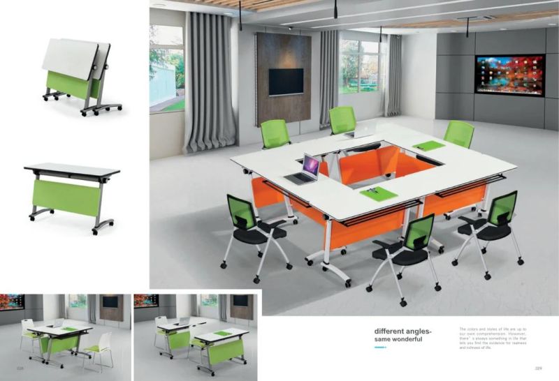 Wholesale Folding Stackable Movable Standing Sliding Computer Study Office Table Training Desk