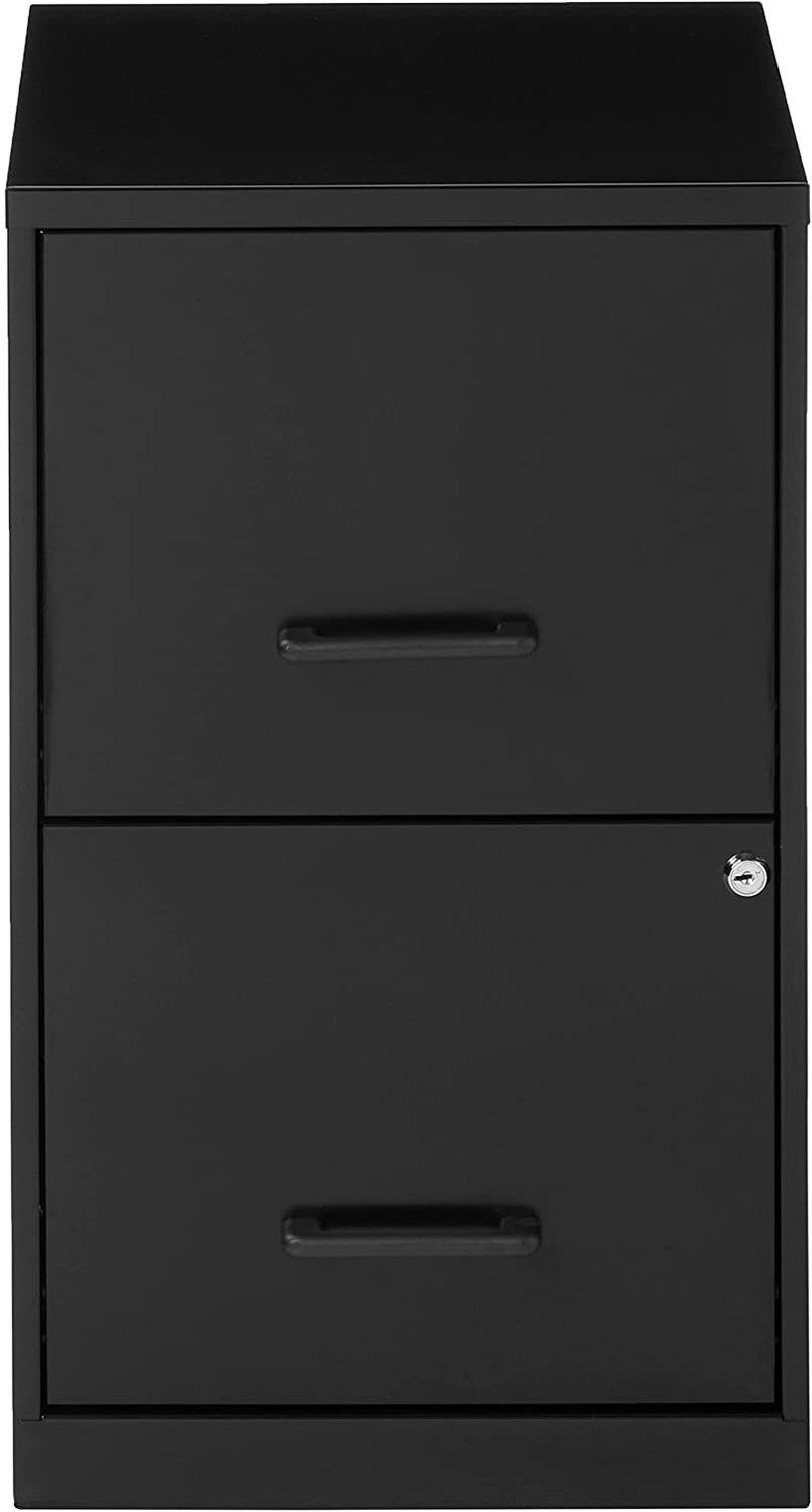 Black Deep 2-Drawer File Cabinet for Home Office