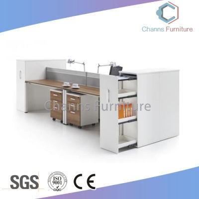 Popular Wooden Staff Table Office Workstation with File Cabinet (CAS-W31451)