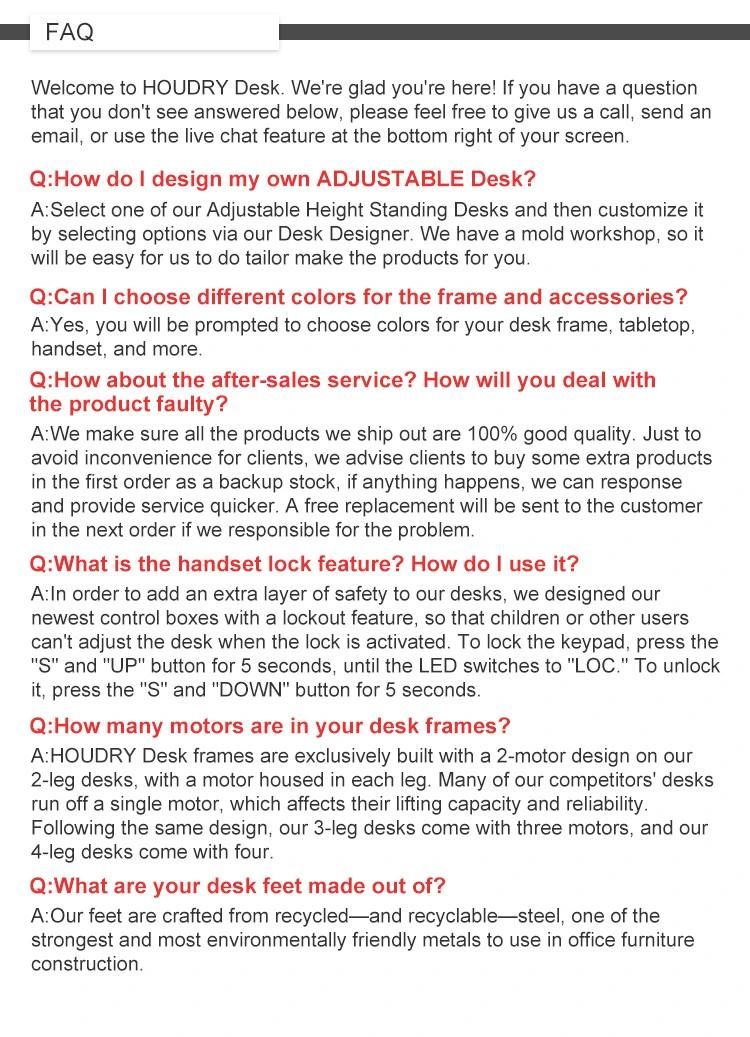 Office Furniture Ce Approved Electric Height Adjustable Desks