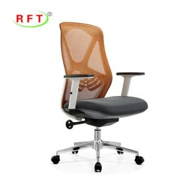 Lucky Color Orange Mesh Hotel Furniture Office Staff Chair with up and Down Arms