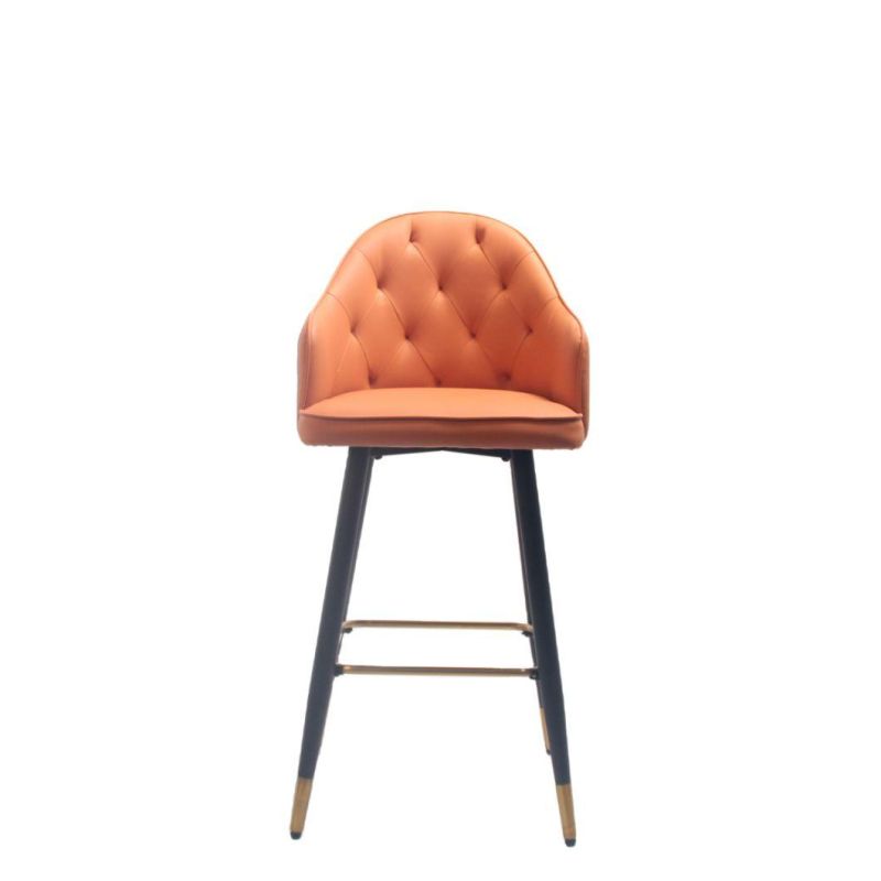Best Quality Bar Chair Modern High Stool Island Bar Chair Orange Bar Stool with Comfortable Backrest