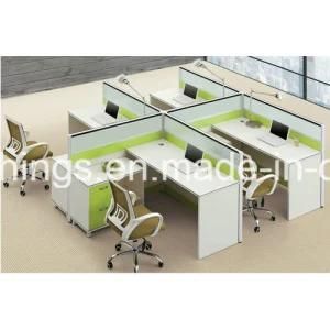 T-Shape Glass Partition Melamine Top Office Computer Table