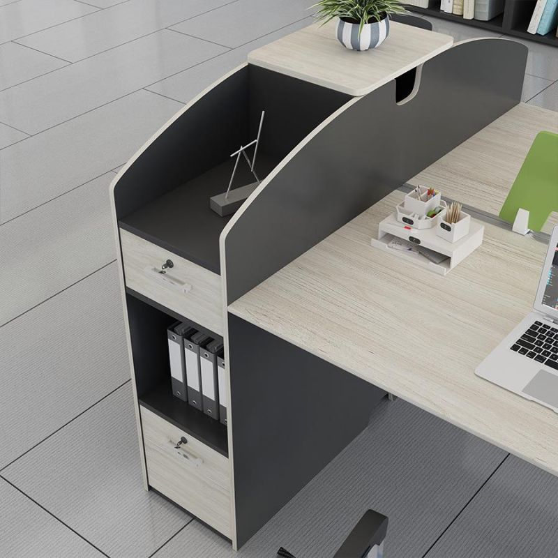 Multi-Functional Office Melamine Partition 2 Seats Staff Work Station with Storage