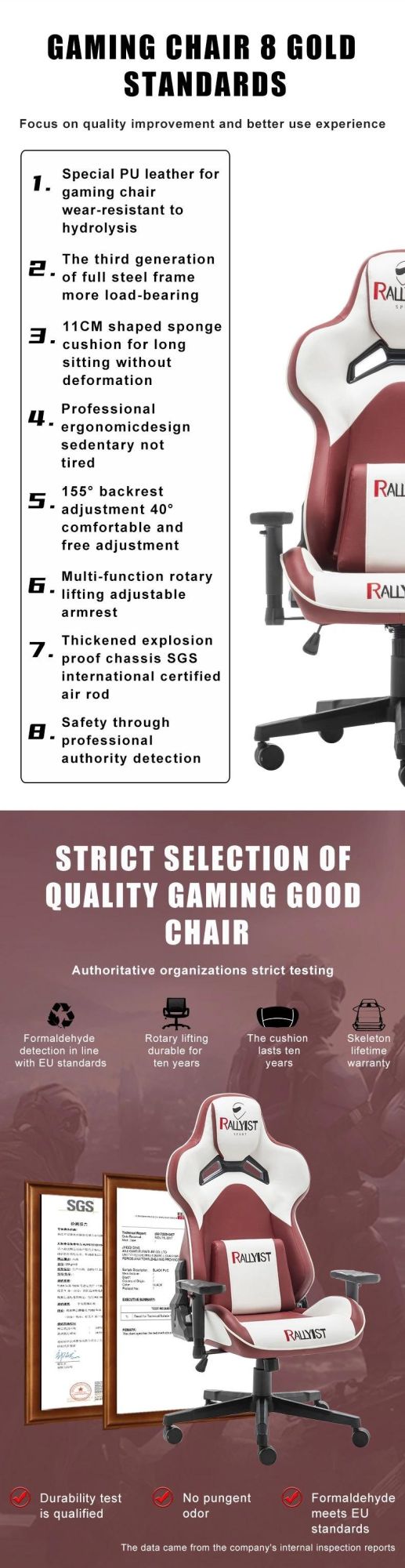 High Quality PU Leather Swivel and Lift Chair Computer Gaming Chair