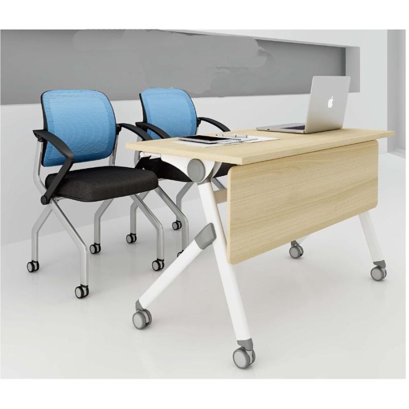 Low Price Modern Training Room Tables Panel Top Metal Support Folding Training Table